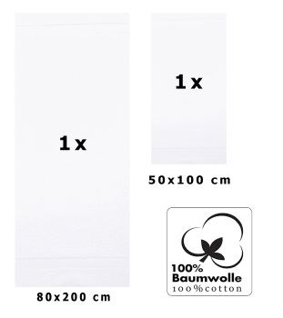 Preview: Betz 2 tlg. XXL Saunatuch Set PALERMO 100%Baumwolle 1 Saunahandtuch 80x200 cm 1 Handtuch 50x100 cm Farbe weiß Preview: Betz 2 tlg. XXL Saunatuch Set PALERMO 100%Baumwolle 1 Saunahandtuch 80x200 cm 1 Handtuch 50x100 cm Farbe weiß