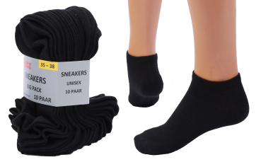 Preview: Betz 10 Paar Sneaker Socken Damen und Herren - Füßlinge – Kurze Socken - Baumwolle mit Komfortbund ohne drückende Naht – Classic – Größen 35 – 46 Farben Schwarz Weiß Grau Preview: Betz 10 Paar Sneaker Socken Damen und Herren