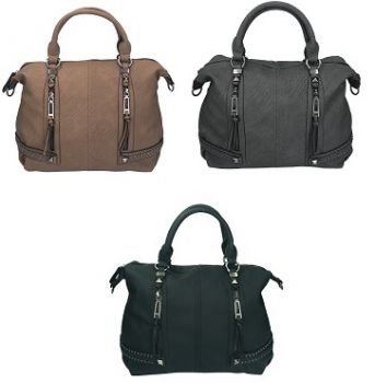 Damen Handtasche MILANO 3 Henkeltasche Umhängetasche mit Reißverschluss, Schulterriemen und zwei Henkeln