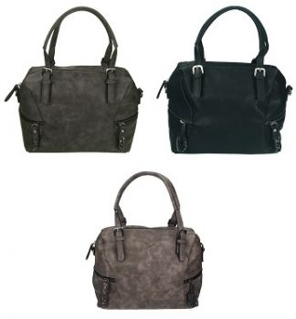 Damen Handtasche PARIS 2 Henkeltasche Umhängetasche mit Reißverschluss, Schulterriemen und zwei Henkeln