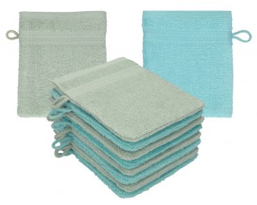 Betz Lot de 10 gants de toilette PALERMO 100/% coton taille 16x21 cm blanc /& vert