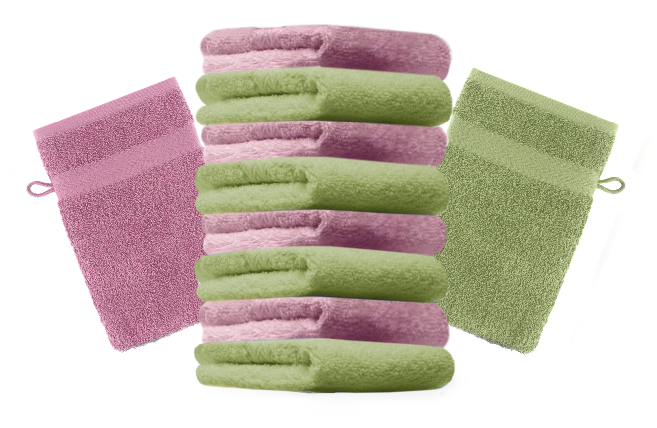 Betz Lot de 10 gants de toilette PALERMO 100/% coton taille 16x21 cm blanc /& vert