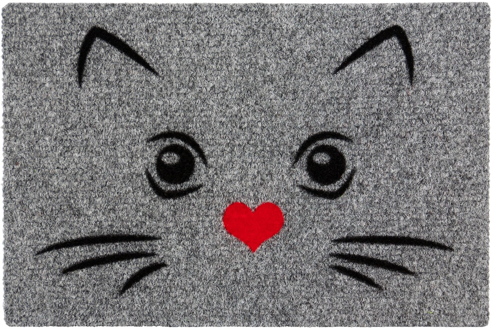 Betz Paillasson Essuie Pieds Chat A Nez De Coeur Couleur Gris Taille 40 X 60 Cm Ebay